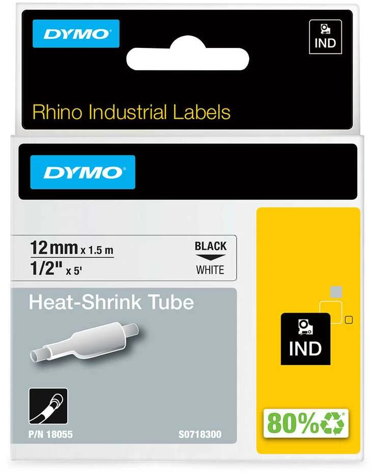 Juostelės etikečių spausdintuvams Dymo RHINO, vinilinė balta, 12mm x 1,5 m