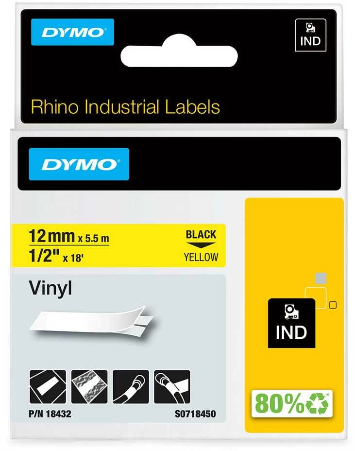 Dymo Vinilinė juostelė RHINO 12MMx5.5M, Geltona