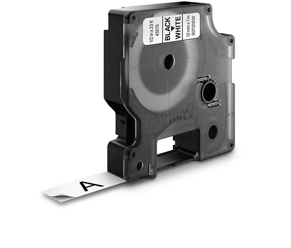 DYMO S0720530 D1 Juostelė 12mm x 7m (balta / juodas šifras) - 10 vnt.
