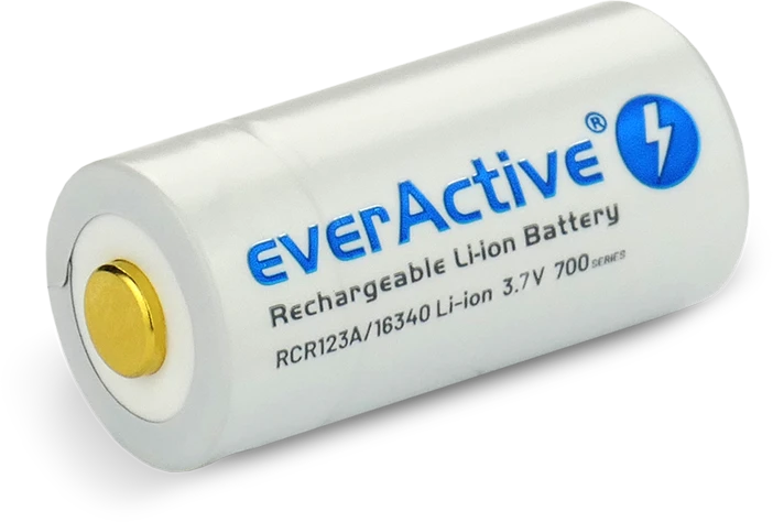 everActive USB įkraunamas RCR123A 16340 3,7V 700mAh akumuliatorius su PCM