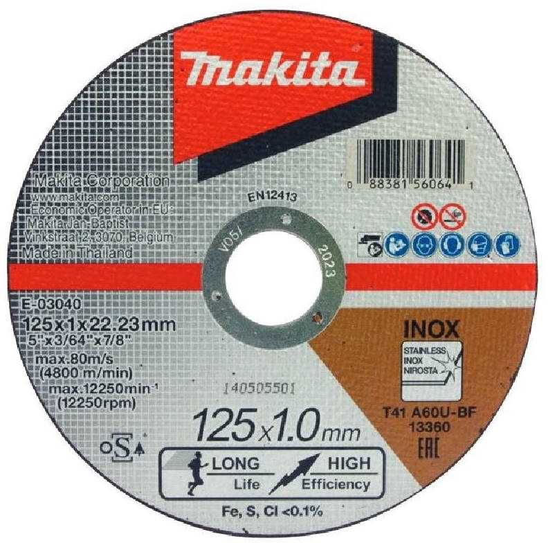 Makita Pjovimo diskas 125 X 1 MM nerūdijančiam plienui/metalui E-03040