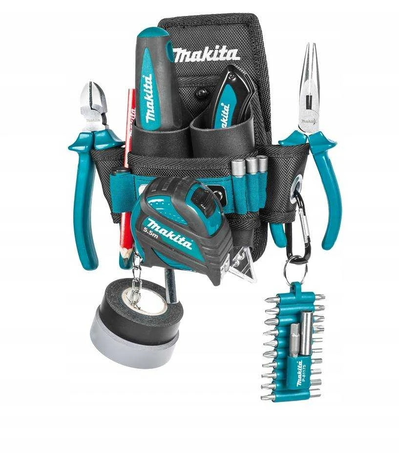 Makita Sutvirtintas 4-ių skyrių ir tvirtinimų dėklas elektriko įrankiams. Kabinamas prie diržo. E-15279
