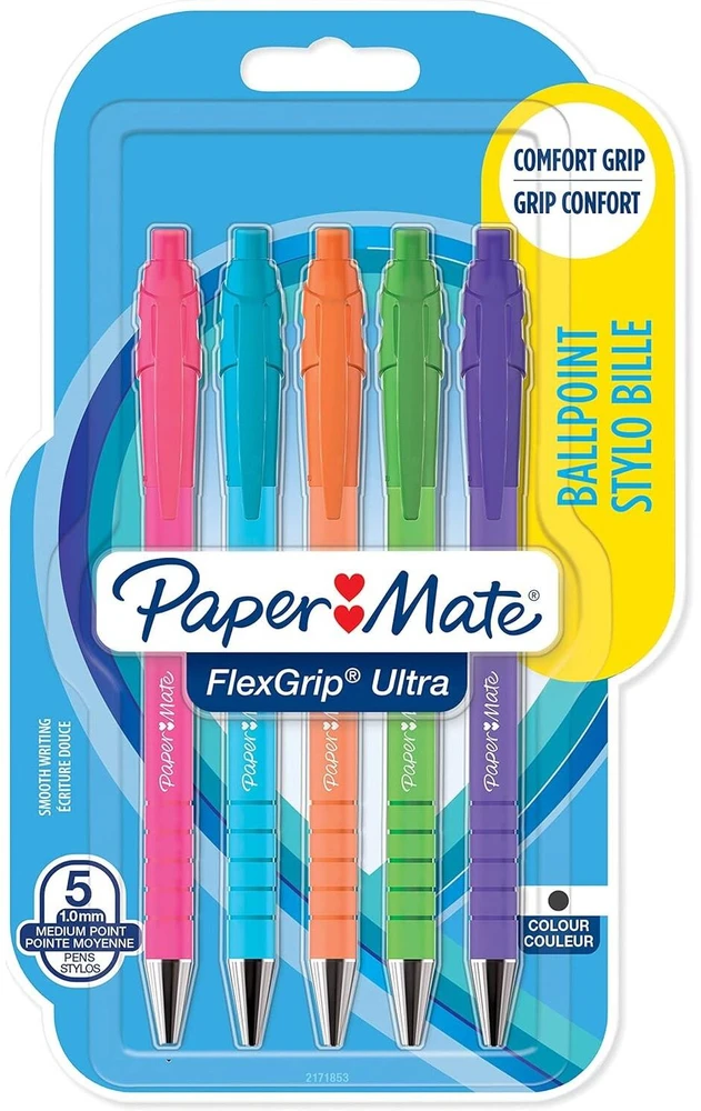 Papermate Automatiniai tušinukai Paper Mate Flexgrip Bright juoda 5 vnt. - 2171853