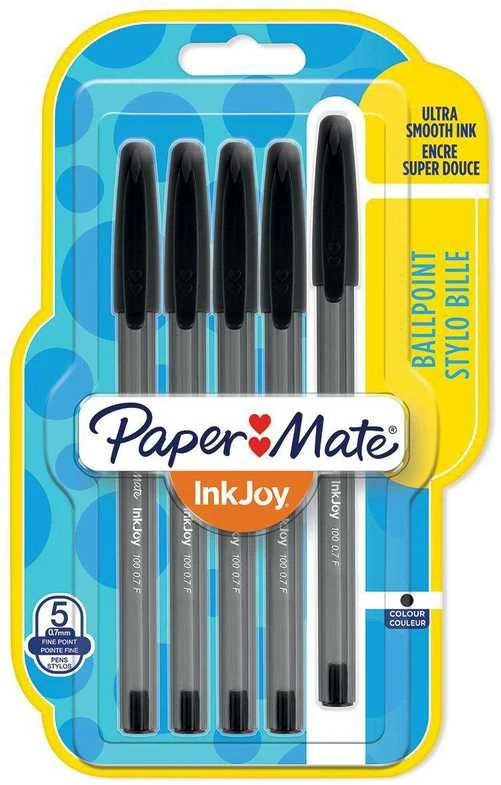 Papermate Tušinukų rinkinys Paper Mate InkJoy 100ST 0,7MM Juoda 5 vnt. - 1956729