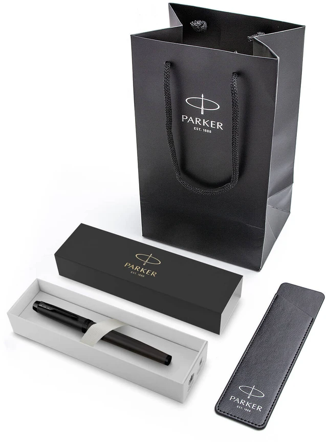 Parker IM Achromatinis tušinuko su dangteliu rinkinys dėkle su dovanų maišeliu