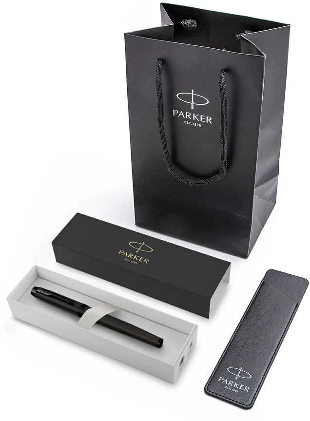 Parker IM Achromatinis tušinuko su dangteliu rinkinys dėkle su dovanų maišeliu