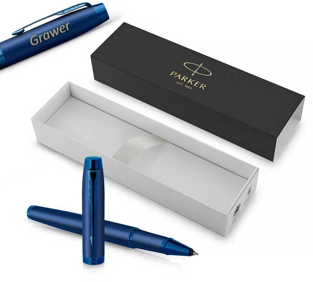 Parker IM Monochrome Mėlyna tušinukas su dangteliu ir graviravimu