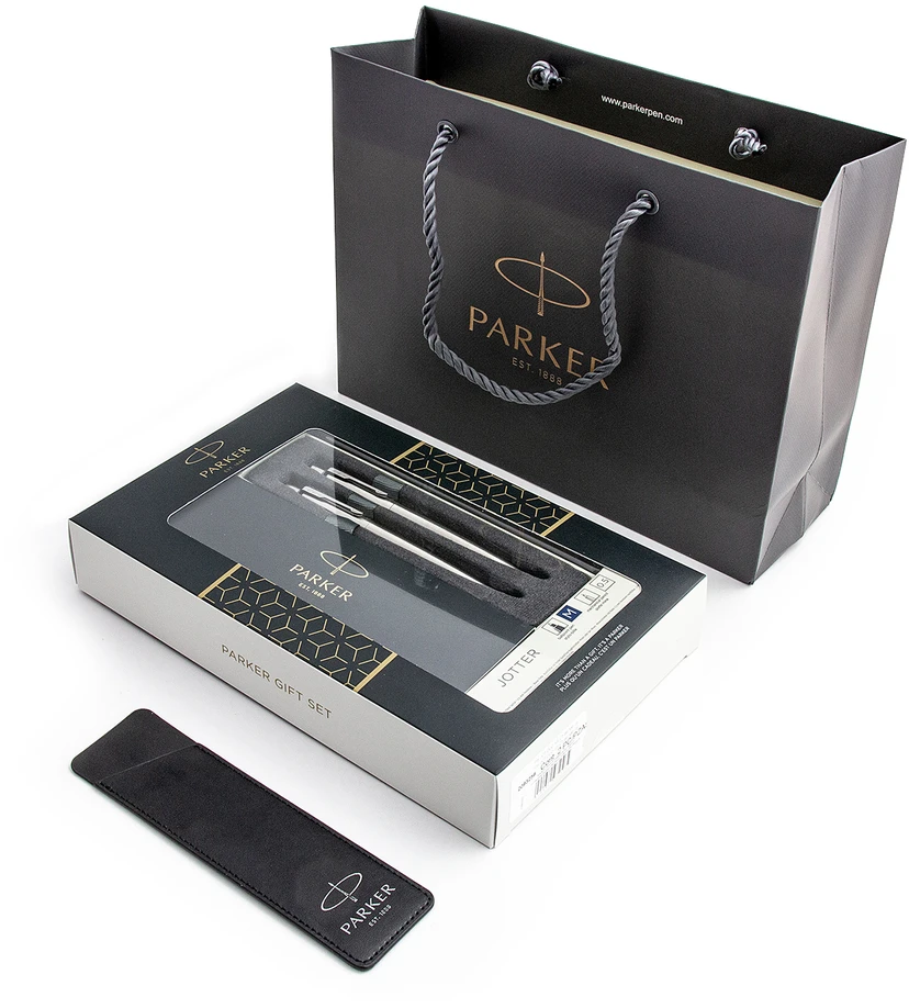 Rinkinys Parker Automatinis pieštukas + Tušinukas Jotter Stainless Steel CT
