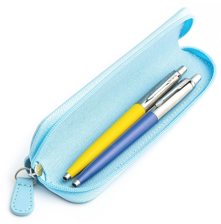 Parker Jotter Originals Geltona ir Mėlyna Tušinukų dovanų rinkinys su mėlynu dėklu
