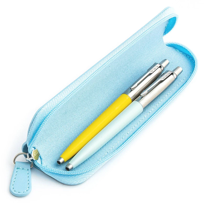 Parker Jotter Originals Geltona ir Pastel Mėlyna Tušinukų dovanų rinkinys su mėlynu dėklu