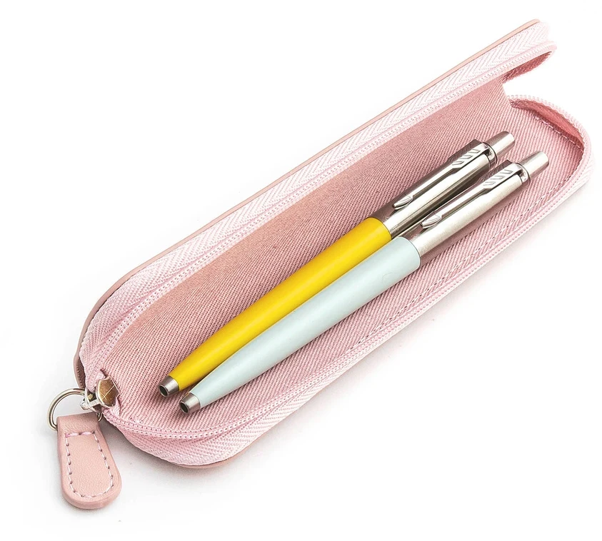 Parker Jotter Originals Geltona ir Pastel Mėlyna Tušinukų dovanų rinkinys su rožiniu dėklu
