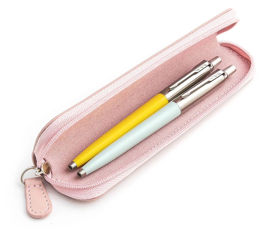 Parker Jotter Originals Geltona ir Pastel Mėlyna Tušinukų dovanų rinkinys su rožiniu dėklu