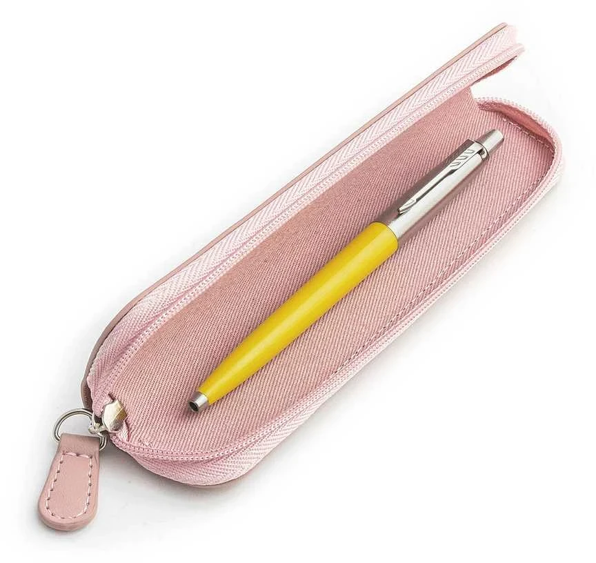 Parker Jotter Originals Geltona Tušinuko dovanų rinkinys su rožiniu dėklu