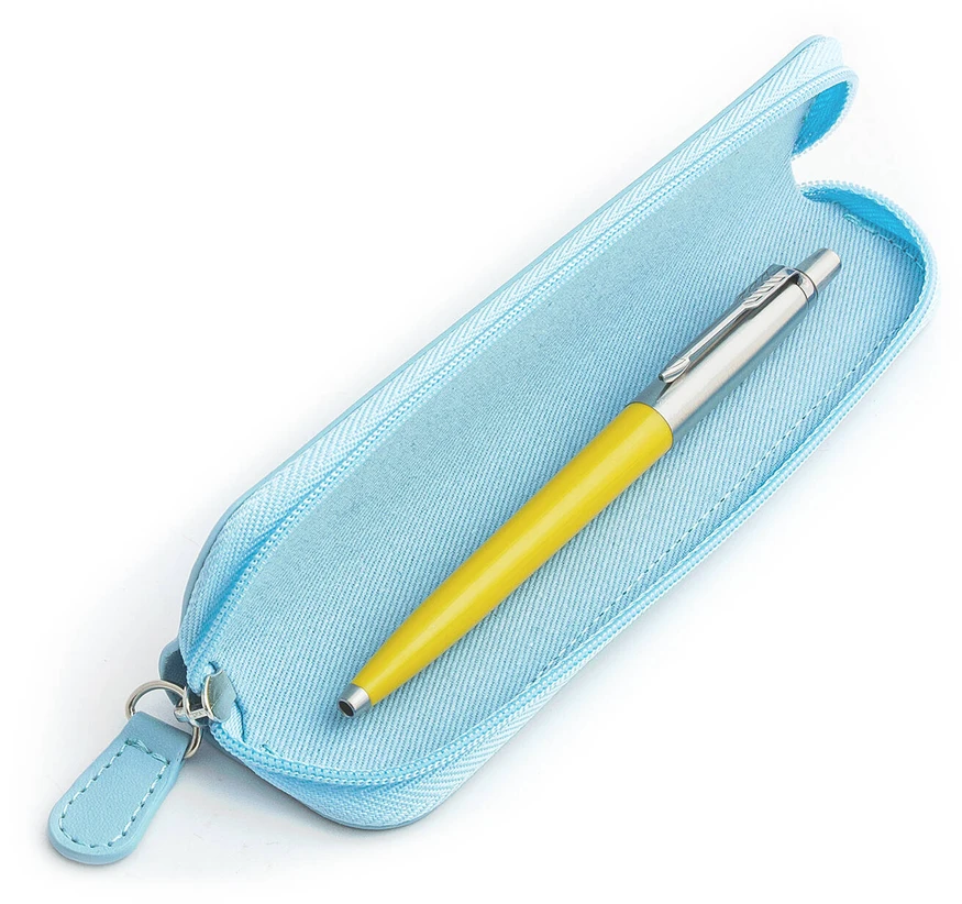 Parker Jotter Originals Geltona Tušinuko dovanų rinkinys su mėlynu dėklu