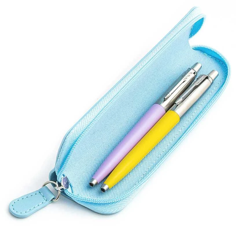 Parker Jotter Originals Lilac ir Geltona Tušinukų dovanų rinkinys su mėlynu dėklu