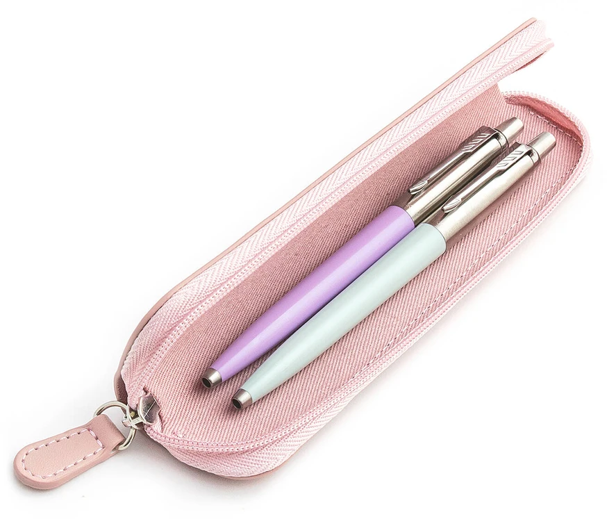 Parker Jotter Originals Lilac ir Pastel Mėlyna Tušinukų dovanų rinkinys su rožiniu dėklu