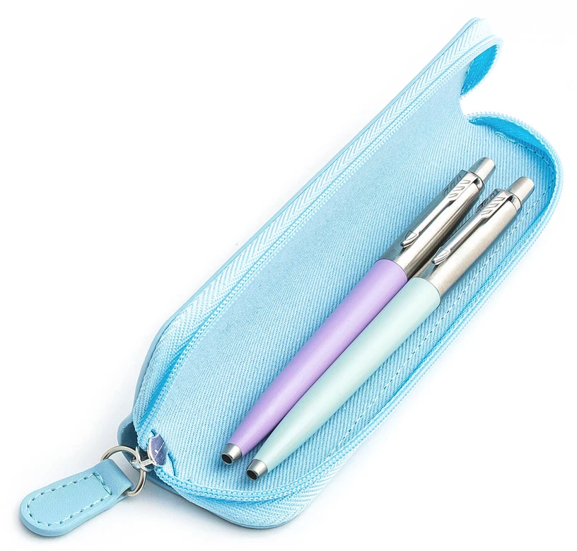 Parker Jotter Originals Lilac ir Pastel Mėlyna Tušinukų dovanų rinkinys su mėlynu dėklu