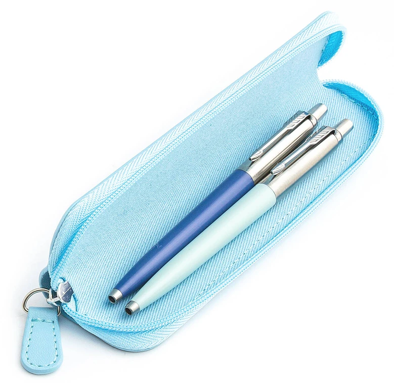 Parker Jotter Originals Mėlyna ir Pastel Mėlyna Tušinukų dovanų rinkinys su mėlynu dėklu