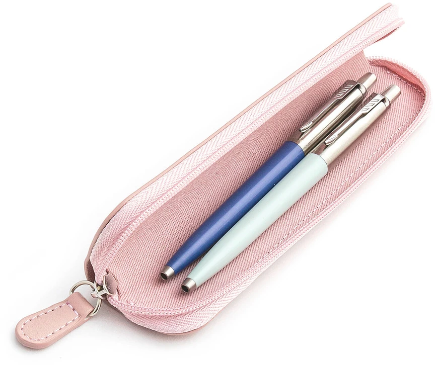 Parker Jotter Originals Mėlyna ir Pastel Mėlyna Tušinukų dovanų rinkinys su rožiniu dėklu