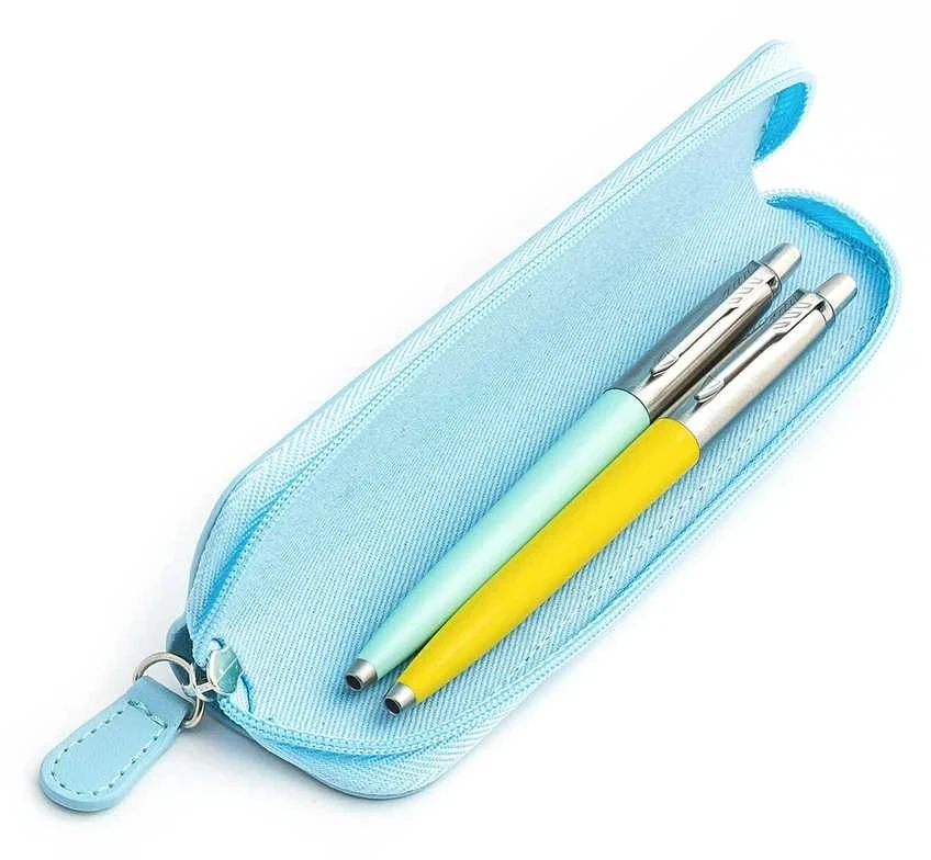 Parker Jotter Originals Mint ir Geltona Tušinukų dovanų rinkinys su mėlynu dėklu