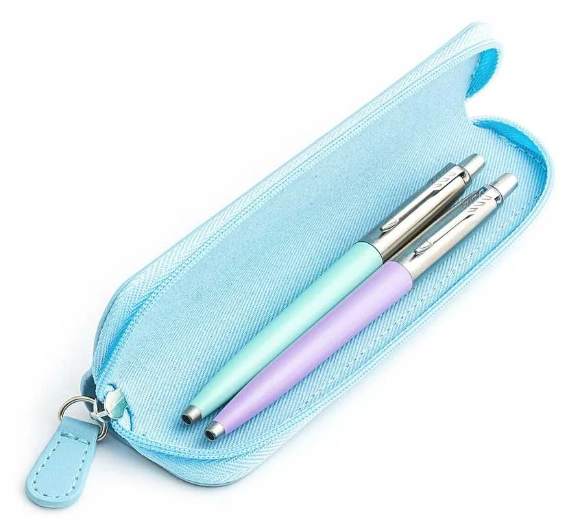 Parker Jotter Originals Mint ir Lilac Tušinukų dovanų rinkinys su mėlynu dėklu
