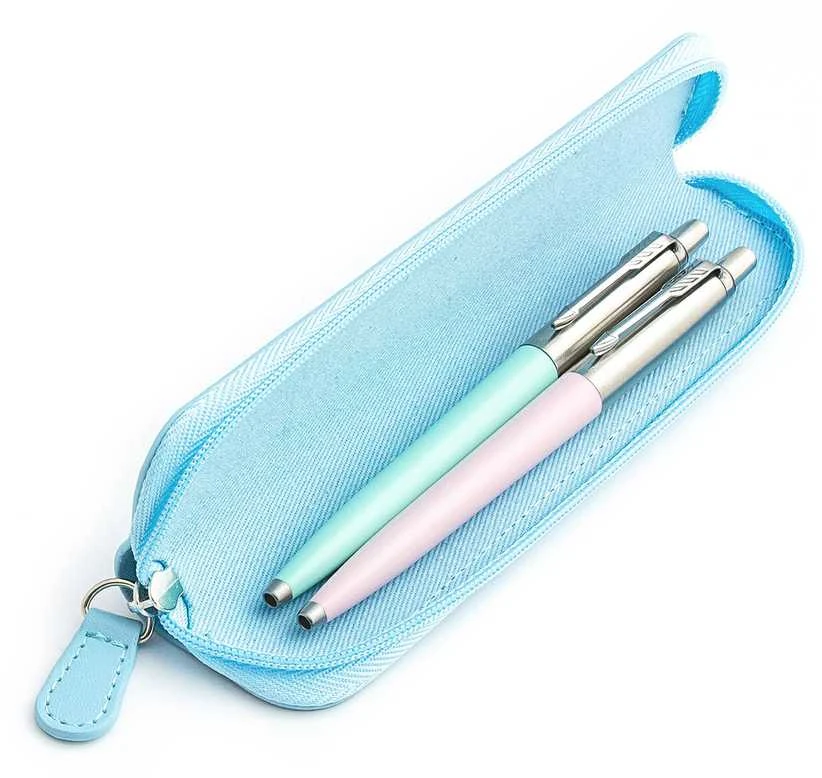Parker Jotter Originals Rožinė ir Mint Tušinukų dovanų rinkinys su mėlynu dėklu