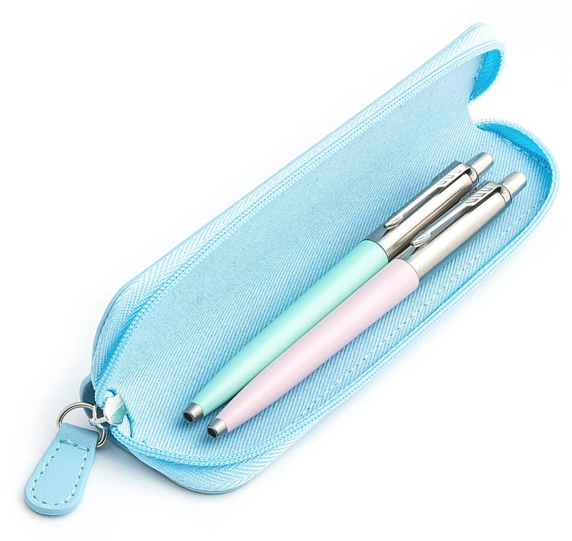 Parker Jotter Originals Rožinė ir Mint Tušinukų dovanų rinkinys su mėlynu dėklu