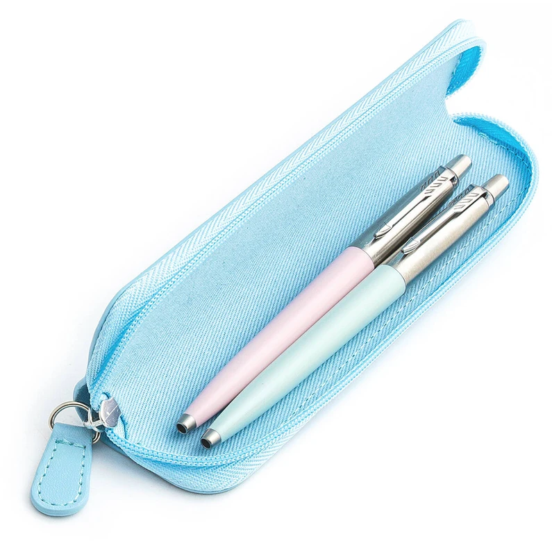 Parker Jotter Originals Rožinė ir Pastel Mėlyna Tušinukų dovanų rinkinys su mėlynu dėklu