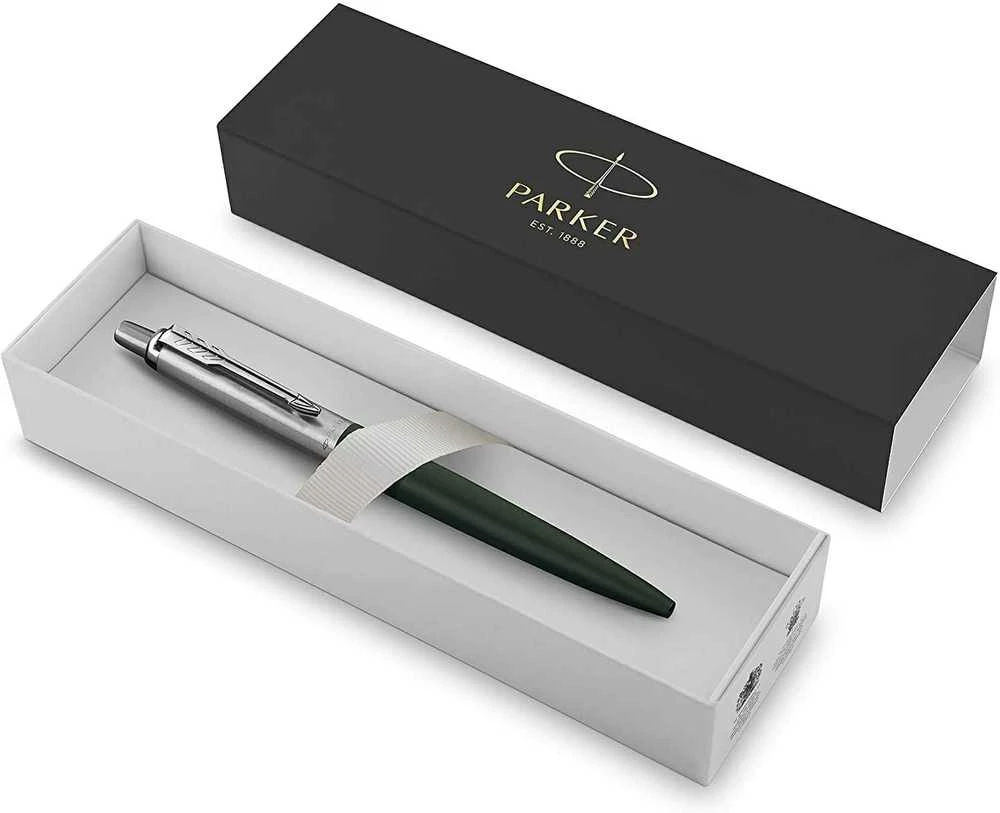 Parker Jotter XL Greenwich Matte Žalias Tušinukas su A5 formato užrašų knygele
