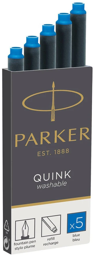 Rašalo kapsulės Parker Standard 5 vnt. plaunamos mėlynos - 1950383