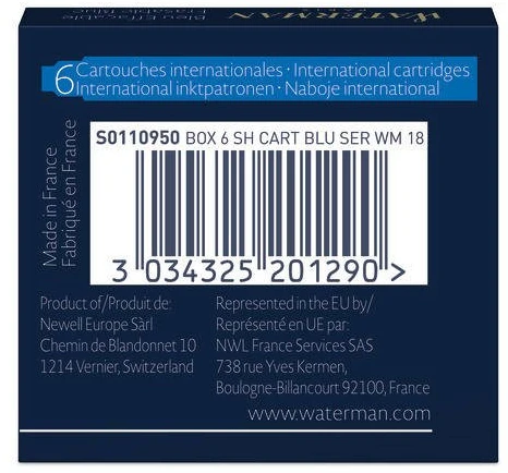 Rašalo kapsulės Waterman International Mėlyna - S0110950