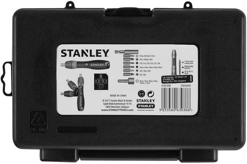 38 dalių sukimo antgalių rinkinys Stanley 0-63-038