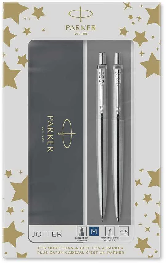 Parker Rinkinys: Automatinis pieštukas + Tušinukas Jotter Stainless Steel CT – 2093256