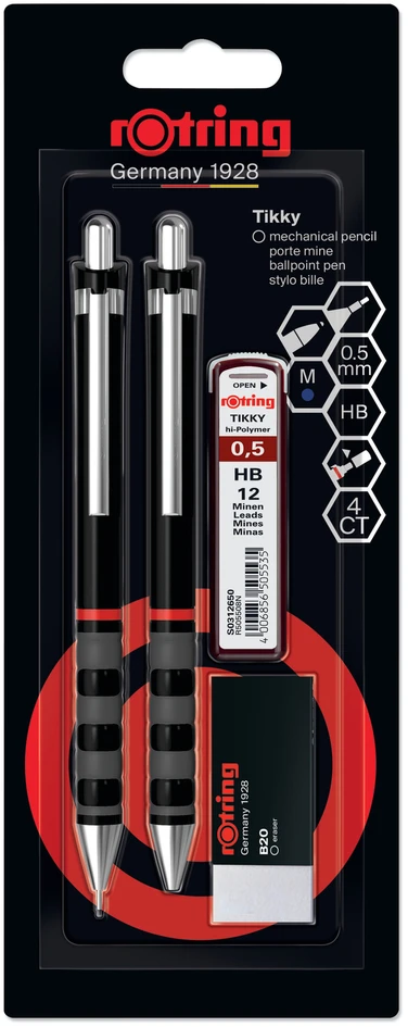 Rotring Tikky pieštuko, tušinuko, trintuko ir grafito rinkinys - 2221255