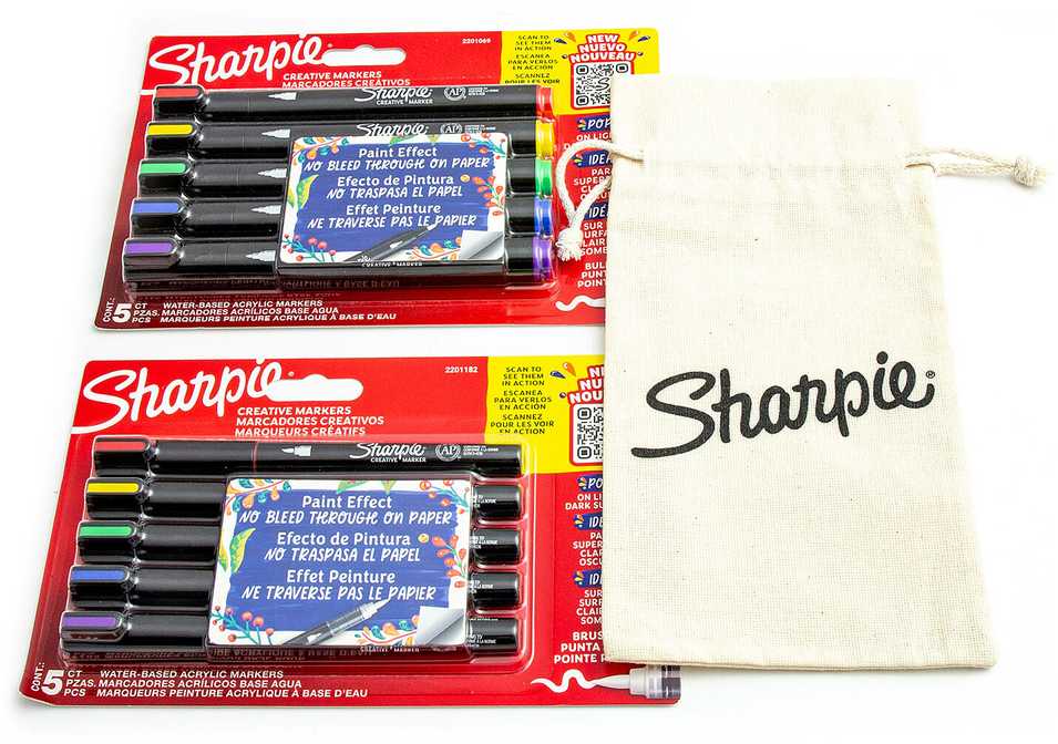 10 spalvų Sharpie akrilo markerių rinkinys su dažymo maišeliu