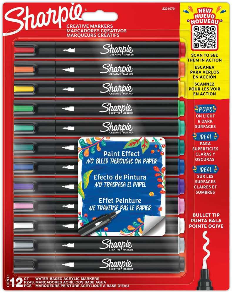 Sharpie 17 akrilinių žymeklių rinkinys su spalvinimo maišeliu ir baubu