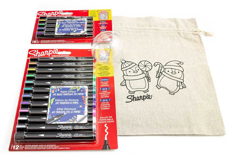 Sharpie 17 akrilinių žymeklių rinkinys su spalvinimo maišeliu ir baubu