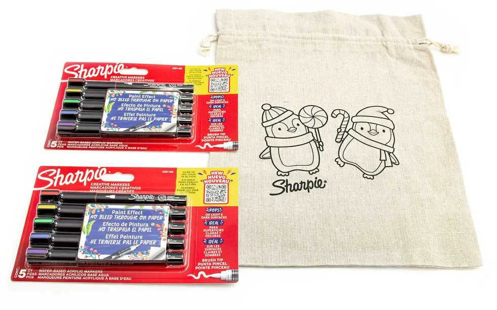 Sharpie akrilinių žymeklių rinkinys 10 vienetų su teptuko galiuku ir spalvotu maišeliu