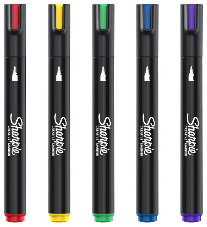 Sharpie 5 spalvų akrilinių žymeklių rinkinys su širdele, skirtas spalvinti
