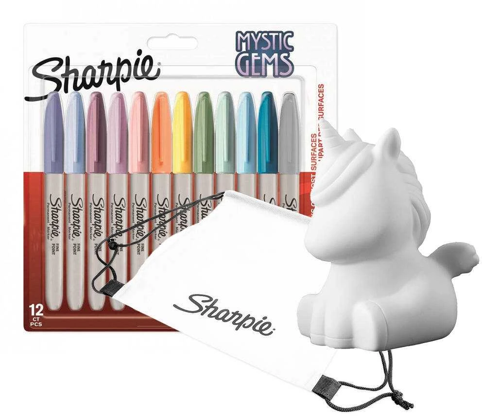 Markeriai Sharpie Fine Permanent Mystic Gems + taupyklė ir spalvinimo maišelis