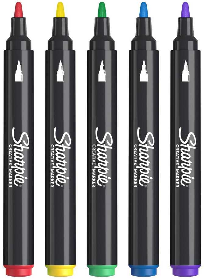 Sharpie kūrybiniai akriliniai žymekliai, 5 spalvų rinkinys – 2201069 / Magnetas / Širdelė tapybai / Valentino diena