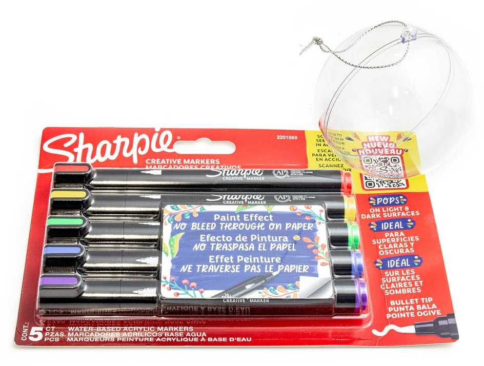 Sharpie kūrybinių akrilinių žymeklių rinkinys, 5 spalvos, su spalvotu žaisliuku