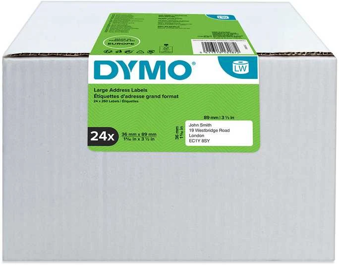 LabelWriter baltos adresų etiketės, 89x36mm, 24 pak. (6240vnt), birios DYMO / S0722390