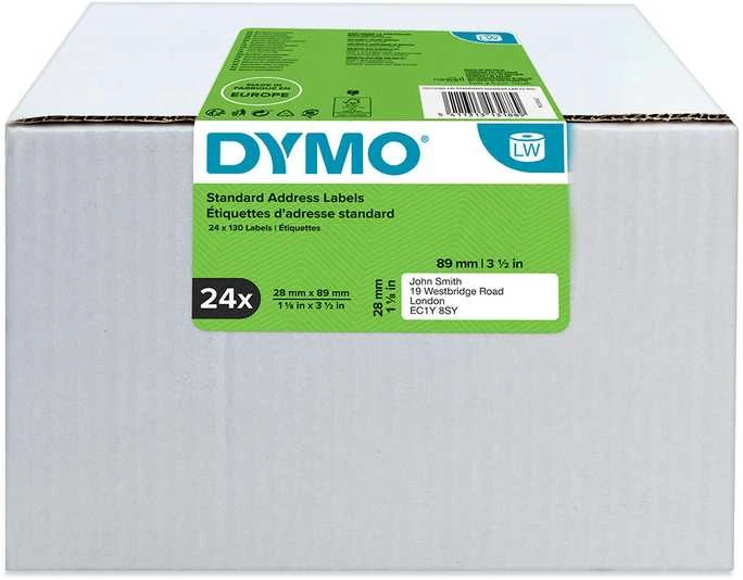 LabelWriter baltos adresų etiketės, 89x28 mm, didelės pakuotės (24x130st), birios DYMO / S0722360