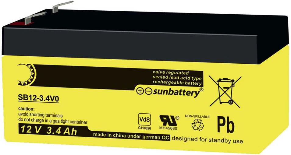 SSB Akumuliatorius SUN SB 3,4-12 12V 3,4Ah Vds AGM nereikalaujantis priežiūros
