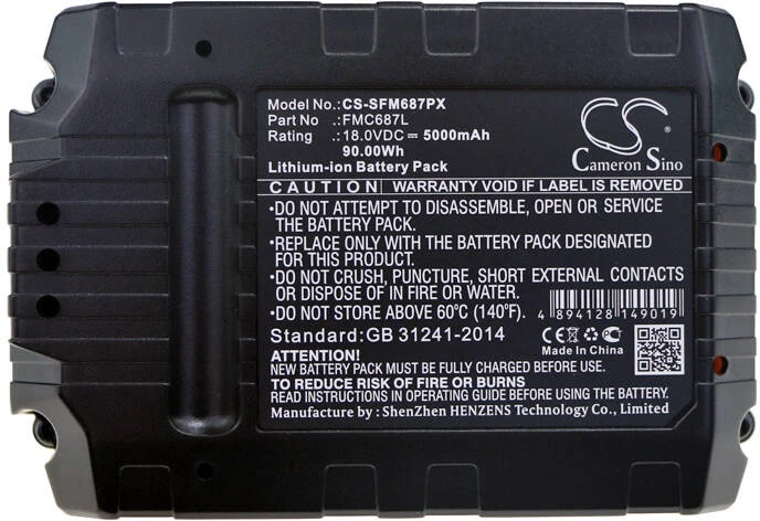 Stanley FMC687L FMC688L 18V 5000mAh ličio jonų akumuliatorius, skirtas PCC680L FMC710D2-XE LBX20 FMC675B-XE FMC698B FMC761B-XE FMC770B-XE LBXR20