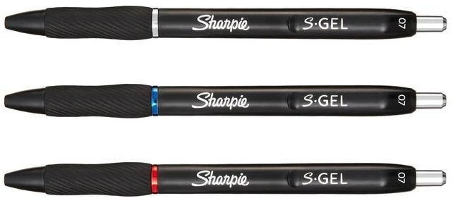 Irwin Rašiklis „Sharpie S-GEL", mėl./juod./raud., blist., 3 vnt.