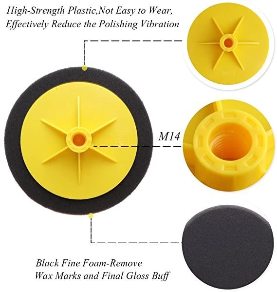 Juoda poliravimo kempinė MINKŠTA - prisukama M14, diametras 150mm PoshPad