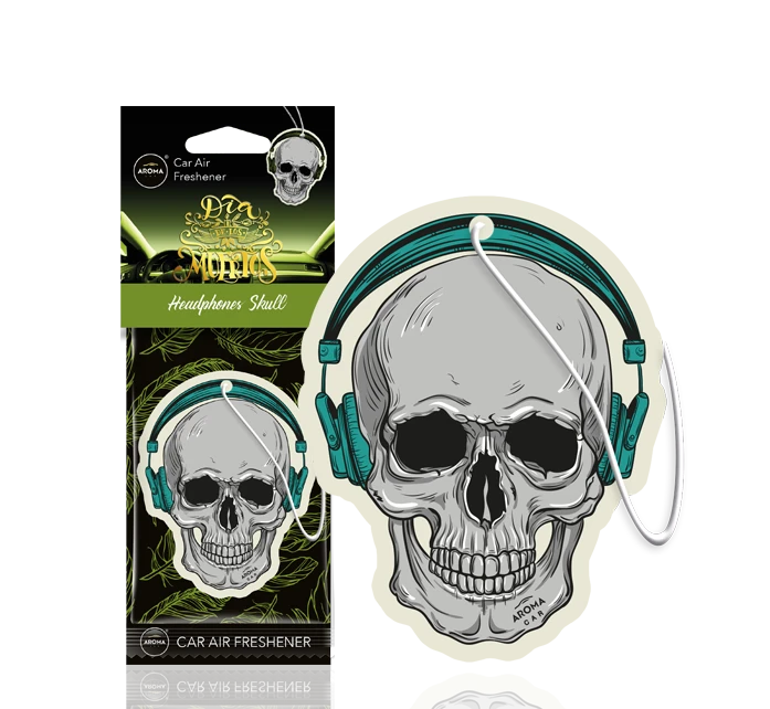 Aroma Car Stilingas oro gaiviklis Aroma Dia De Los Muertos Headphones Skull