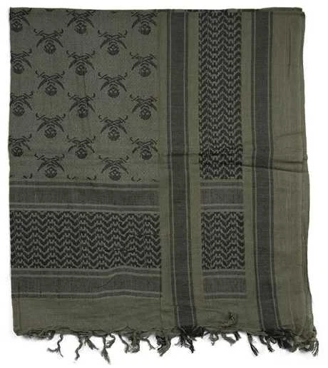 Kepurė Mil-Tec Skara "SHEMAGH" SKULL, OLIV/JUODA